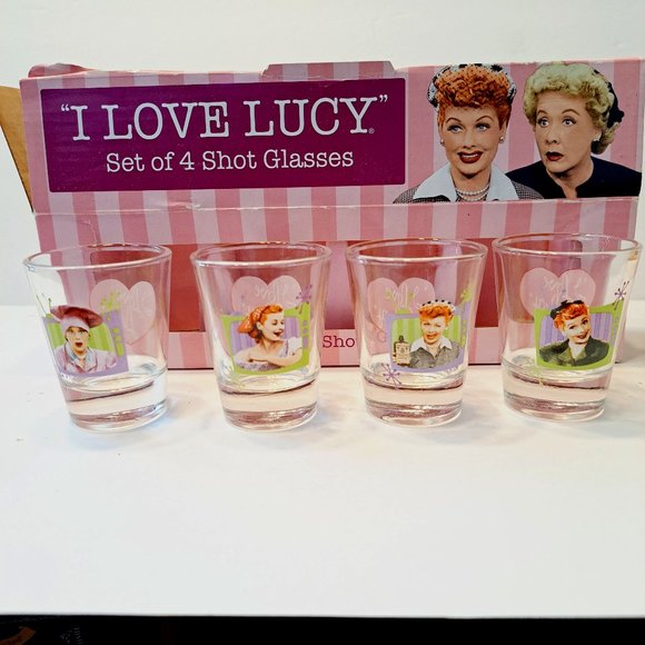 Dining | I Love Lucy Tv Show Set Of 4 Glass Shot Glasses Lucille Ball ...